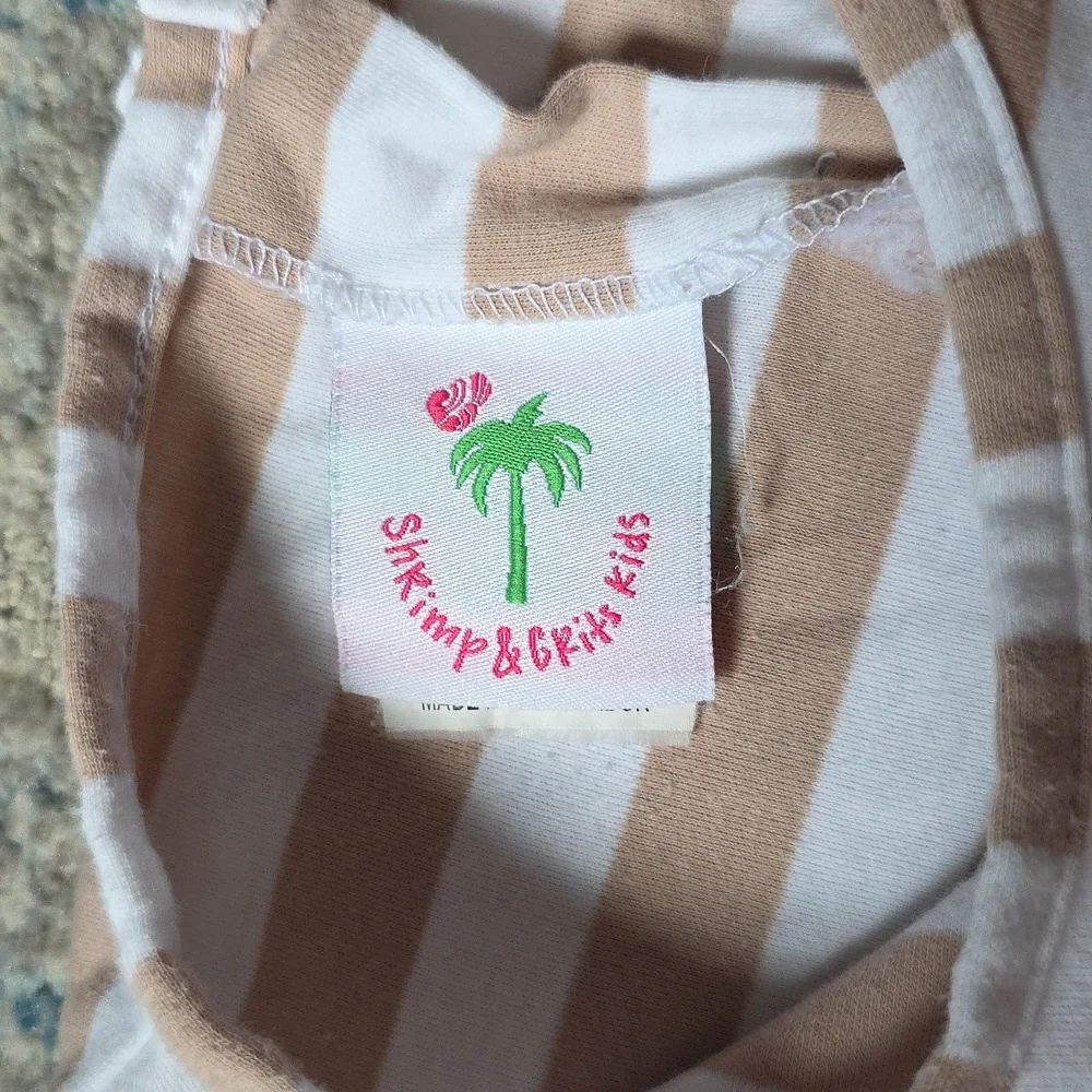 Shrimp & Grits Kids‎ Size 8 Long Sleeve Striped Cordoruy Owl Embroidered Dress